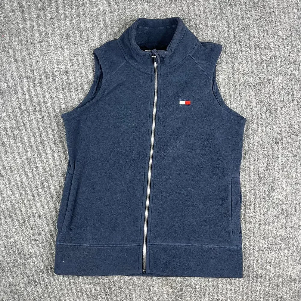 Tommy Hilfiger Vest Mens Size M Navy‎ Full Zip Fleece Lightweight Casual Logo